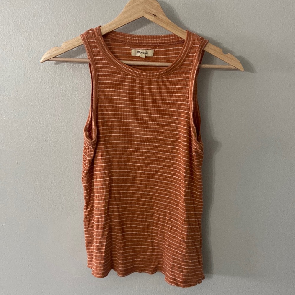 Madewell Stripe Rib Tank Orange